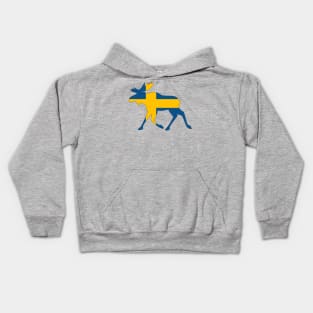 Sweden Flag in a scandinavian elk (moose) Kids Hoodie